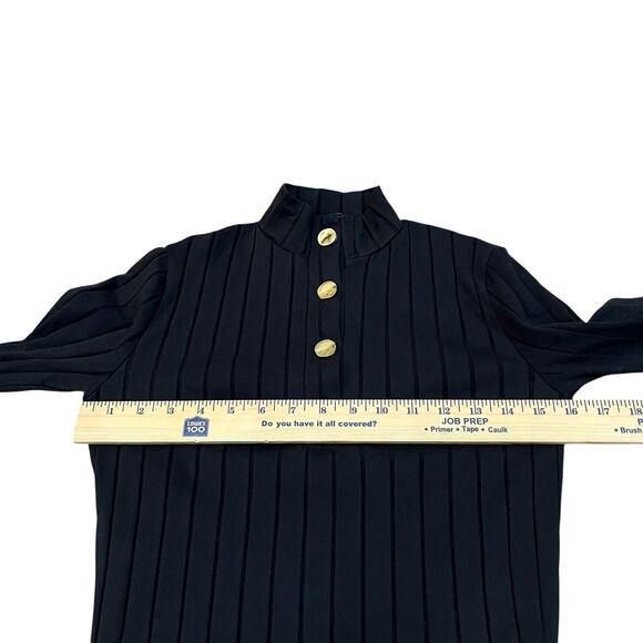 Zara Ribbed Knit Midi Dress Medium Bodycon Mock Neck Half Sleeve Preppy Classic - Picture 9 of 10